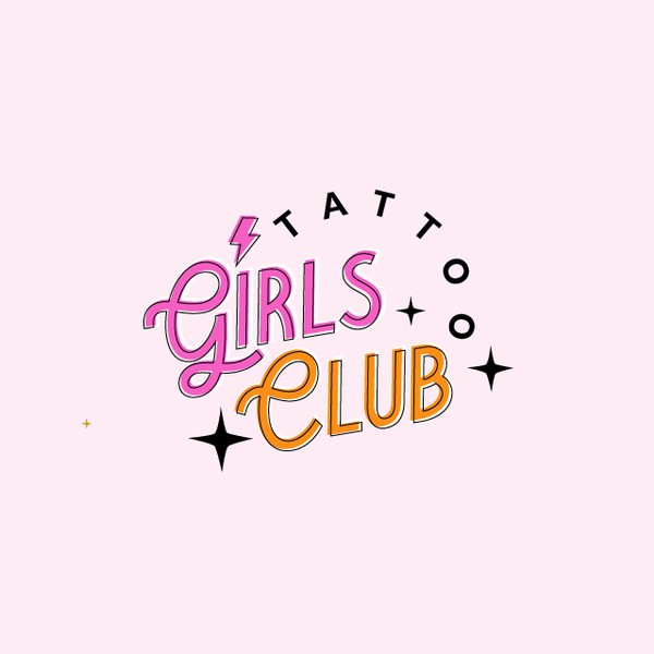 Playful and retro logo for Girls Club Tattoo
