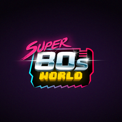 Create a totally bitchin' logo for our "Super 80s World" retro video game Diseño de Trader In Spices