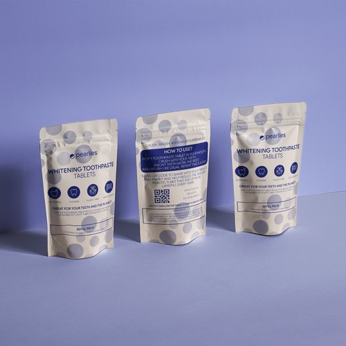 Design an attractive refill pack for a trendy new toothpaste tablet brand Design by Radu Rodica Mihaela