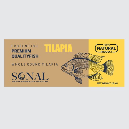 TILAPIA MASTER CARTON WITH YELLOW BACKGROUND Design by Moi_Designers