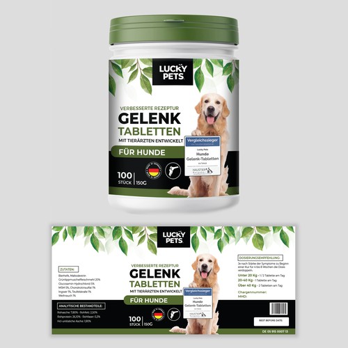 Modern label design for high quality joint tablets for dogs Design by Manthanshah