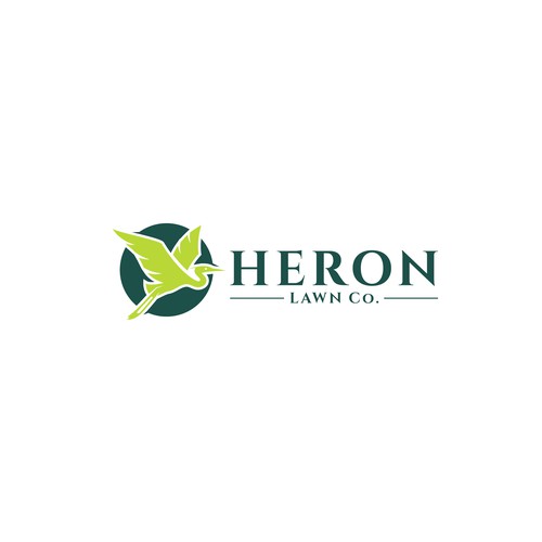 Modern Lawn Care Business with Heron Design by CreCreature