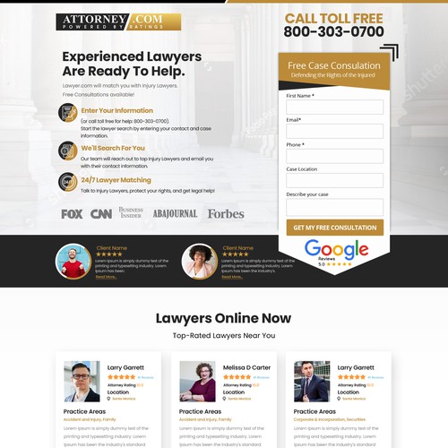 Design a Landing Page for Attorney.com Design by Rith99★ ★ ★ ★ ★