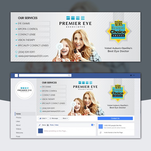 Design by Step Up® titled "PREMIERE EYE FACEBOOK COVER"