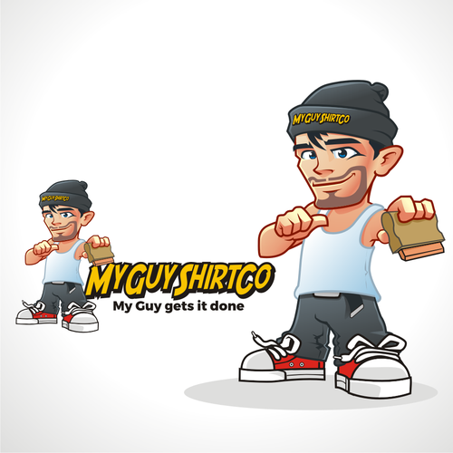 Design a cartoon guy logo for t-shirt printing company Design by jagokandank