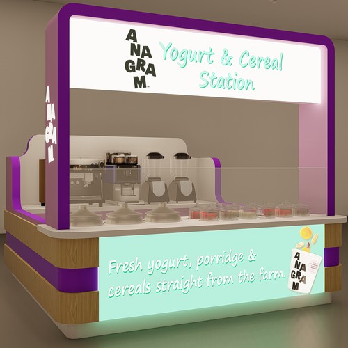 Design a 3D render for food serving kiosk Diseño de Gaeah