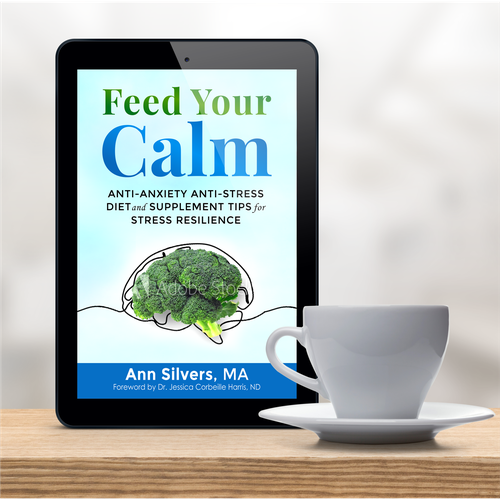 Captivating Yet Calm Book Cover for Stress Relief thru Nutrition Concept Design by MUDA GRAFIKA