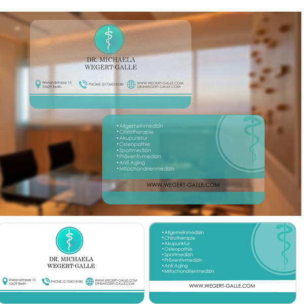 Diseño de Noraunik titulado "Create a business card that shows strong motivation towards thepatients and give impression he/she is cared for"