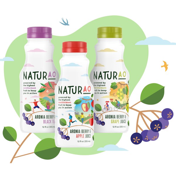 Diseño de Mila Katagarova titulado "Branding for Aronia based juices"