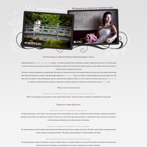 Wedding Photographer Landing Page - Easy Money! Design by Nessa