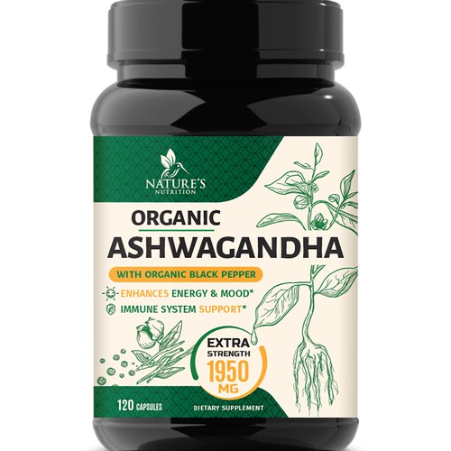 Natural Ashwagandha Capsules Design Needed for Nature's Nutrition Design réalisé par Wfemme