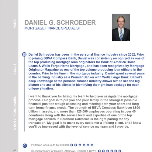 Top Loan officer needs an improved bio to attract new clients