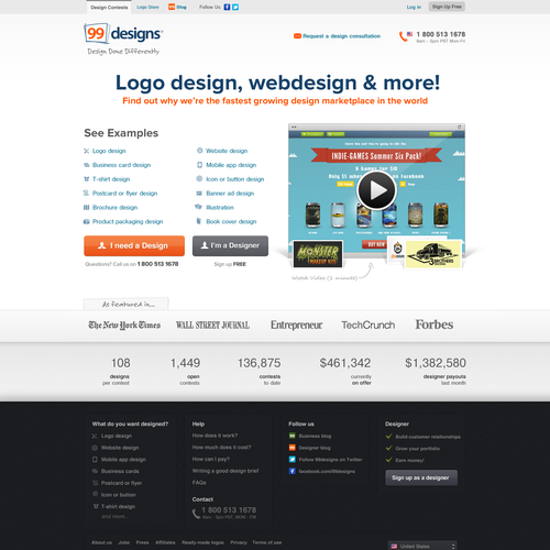 99designs Homepage Redesign Contest Réalisé par chuknorris