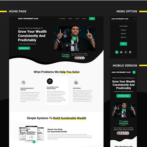 Homepage for online education company