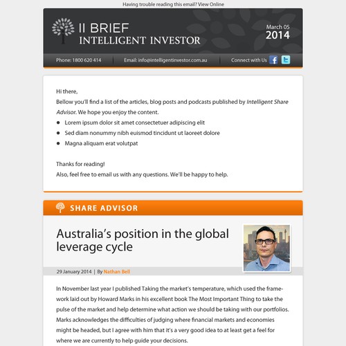 Create a weekly email newsletter template for Intelligent Investor Design von MaximaDesign