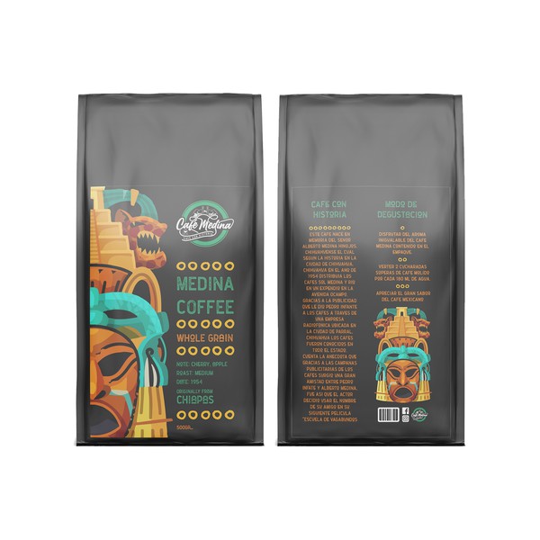 Diseño de Saman Mehrandish titulado "Medina coffee label"