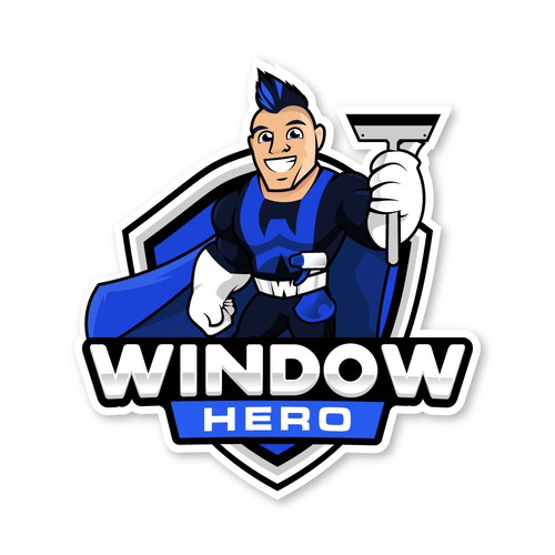 Design a mascot logo for Window Hero, a window washing company Design by Rassum