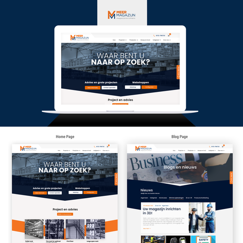 Creative website templates for a leading pallet racks company_ Meermagazijn Design réalisé par Technology Wisdom