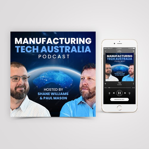 Artwork for podcast about technology in manufacturing Design by Sezt