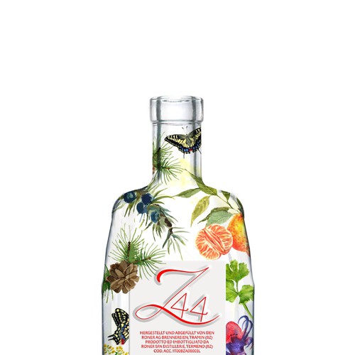 Gin Bottle & packaging design + merchandising Design by bcra