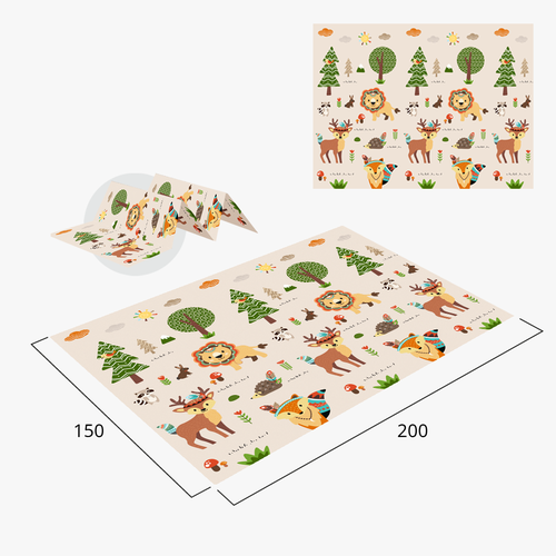 Illustration of kids playmat with animals Design by ies