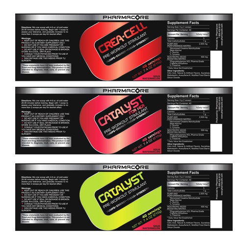 Create a PreWorkout Label for PharmaCore Design by sapienpack