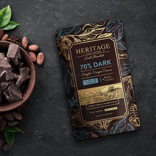 High-End Craft Chocolate Packaging that Creates a Sense of Heritage and Community Diseño de maxgraphic