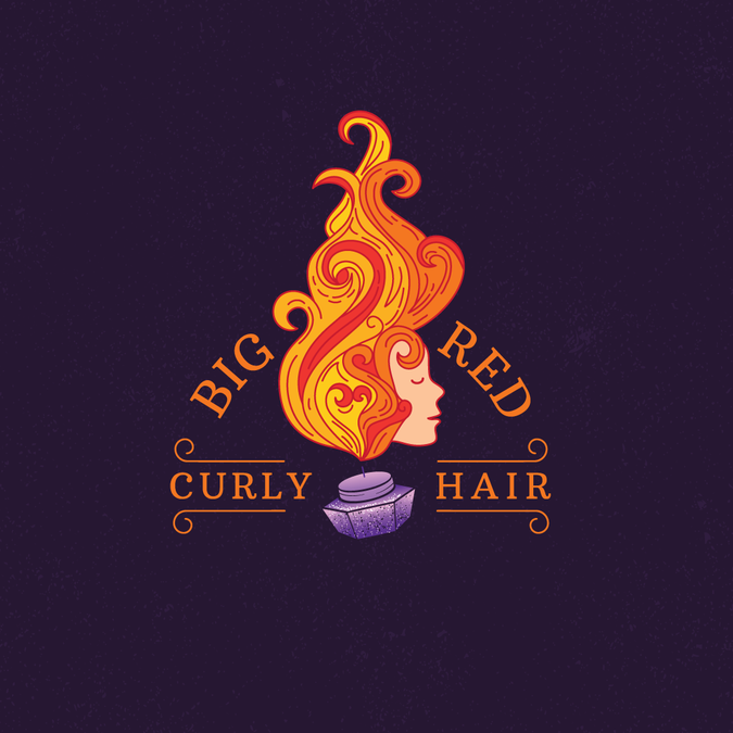 Wild Colorful Red Curly Hair Logo | Logo design contest