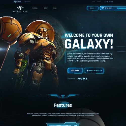 Design a cool website for a high-quality realistic Sci-Fi FPS game for PC/Consoles Design by Anansi Arts™