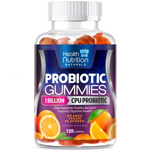 Healthy Probiotic Gummies Label needed for Health Nutrition-ontwerp door agooshe