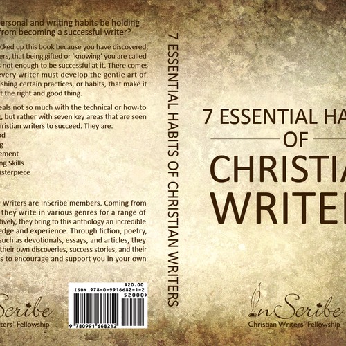 Create a captivating book cover for anthology, 7 Essential Habits of Christian Writers Design by Mila.