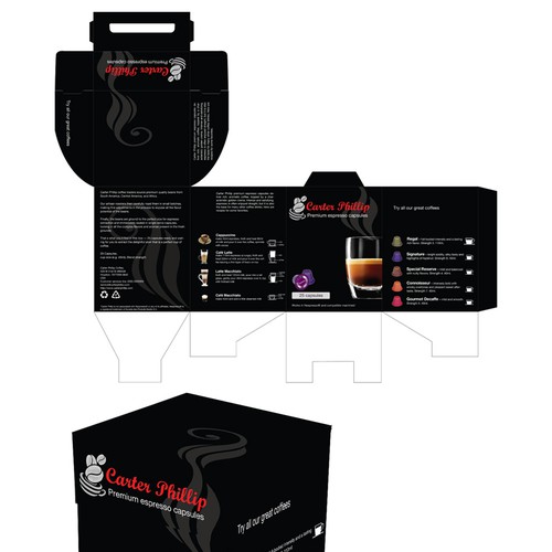 Design an espresso coffee box package. Modern, international, exclusive. Ontwerp door dankataa
