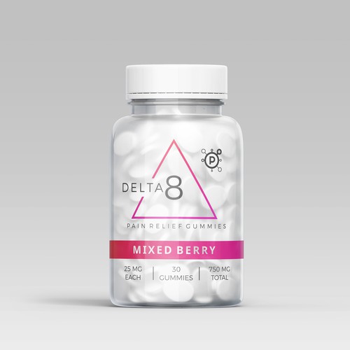Pill Bottle Design for Delta 8 Pain Relief Gummies Design by Paresh Jadhav