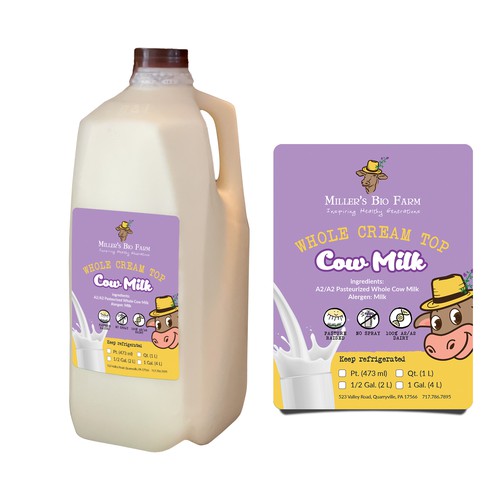 Design a cream top milk label for our kid-friendly brand! Design by Shisiouk