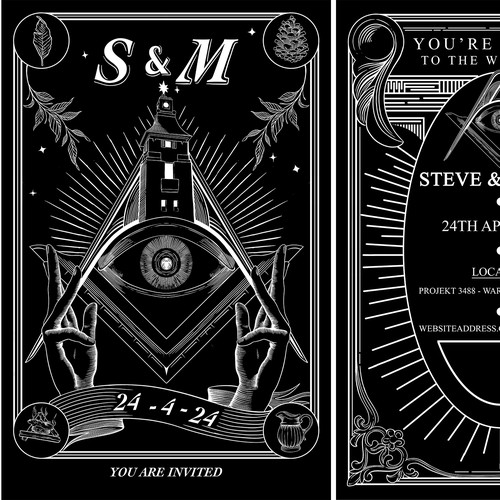 Dark Tarot-inspired Wedding Invitation Design by smmrwrd