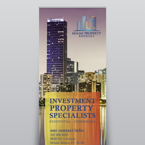 Create a sleek trade show banner for a Miami real estate company