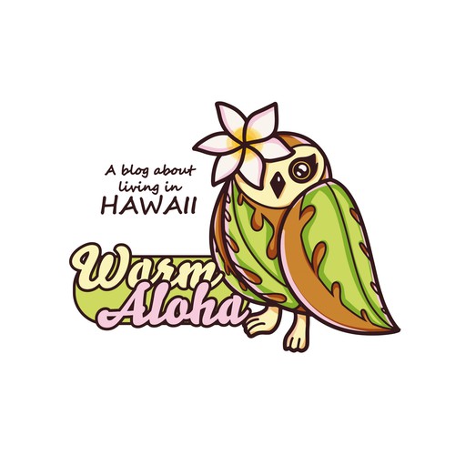 Logo with island feel with a kawaii owl anime mascot for Hawaii website Design by asgushionka