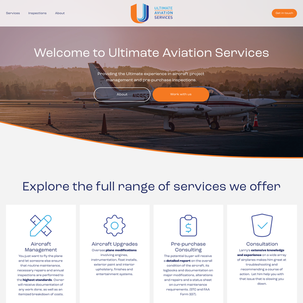 Squarespace website design for Ultimate Aviation Services