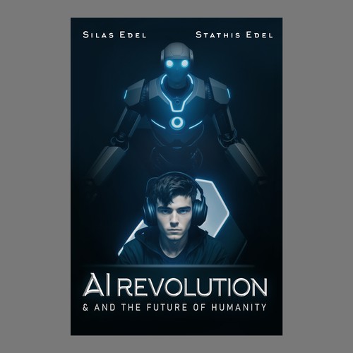 Futuristic AI Book Cover - AI vs Humans/Dark Design by Swarley Stinson