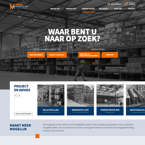 Creative website templates for a leading pallet racks company_ Meermagazijn Design by ChickenDinner