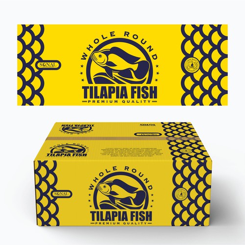 TILAPIA MASTER CARTON WITH YELLOW BACKGROUND Design by auzidesign