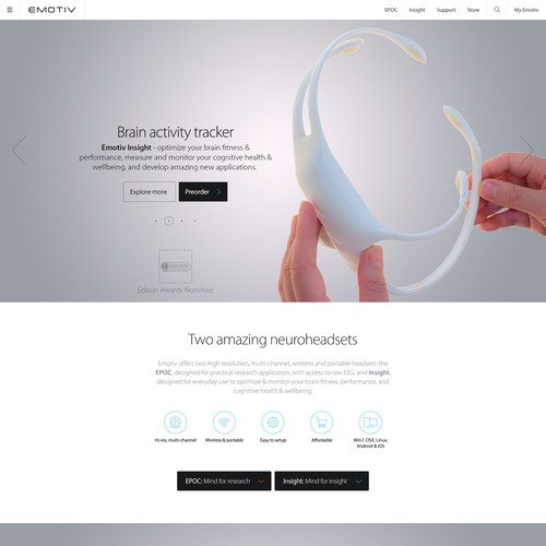 Redesign website for International Award Winning EEG system Design by Brace