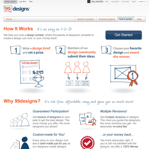 Redesign the “How it works” page for 99designs Design por zero_symmetry