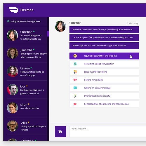 Chatroom Ui For 24 7 Dating Relationship Advice