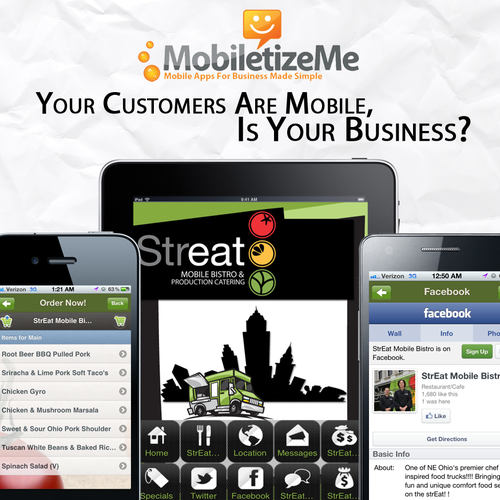 New postcard or flyer wanted for MobiletizeMe - Mobile Apps For Business Made "Simple" (or "Easy") (whichever fits) デザイン by nomnomnom
