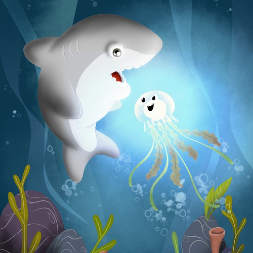 Design One Page Design for Glow Shark Kids Book Design Design von Trazoideal