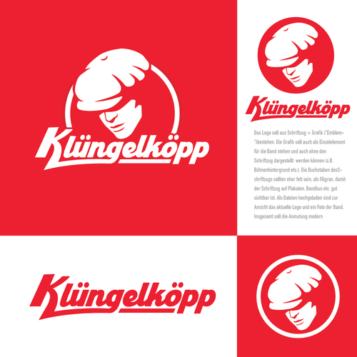 Modernes Bandlogo für professionelle Band mit Schlägerkappen als CI Design by Sukach