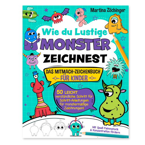 Design a cheerful cover for a monster drawing book for children Design by Radmilica