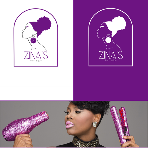 Showcase African Heritage and Glamour for Zina's Hair Salon Logo Design by lucy_z_z