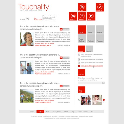 Design for Windows Phone 7 Metro UI Wordpress Theme Design by jasin242